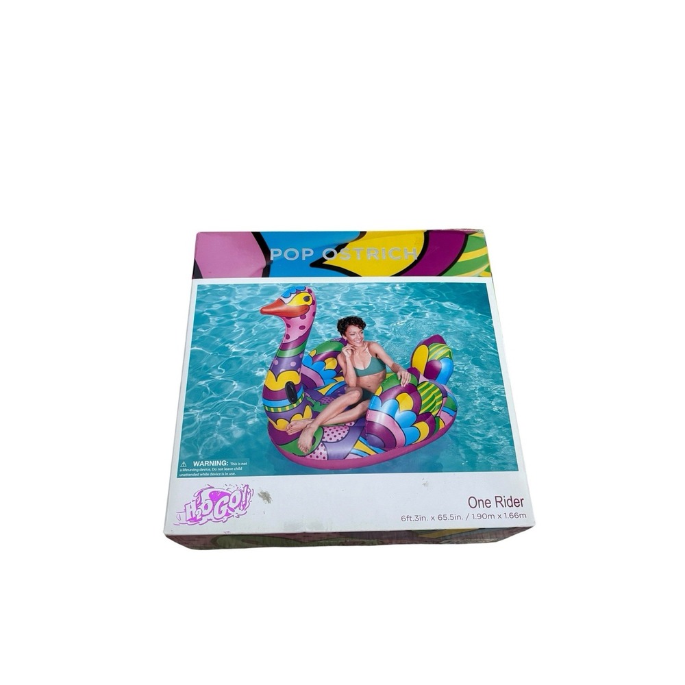 New H2O Go Bestway Pop Colorful Ostrich 6ft Inflatable Large Ride On Pool Float